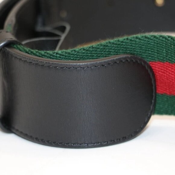 Gucci GG Marmont Web Belt Canvas Leather Size 70X30 - Green/Red/Black/Gold - Picture 5 of 14